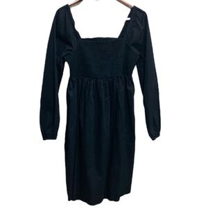 Old Navy Black Maternity Dress – Square‎ Neck Fit Flare Long Sleeve Size M NWT